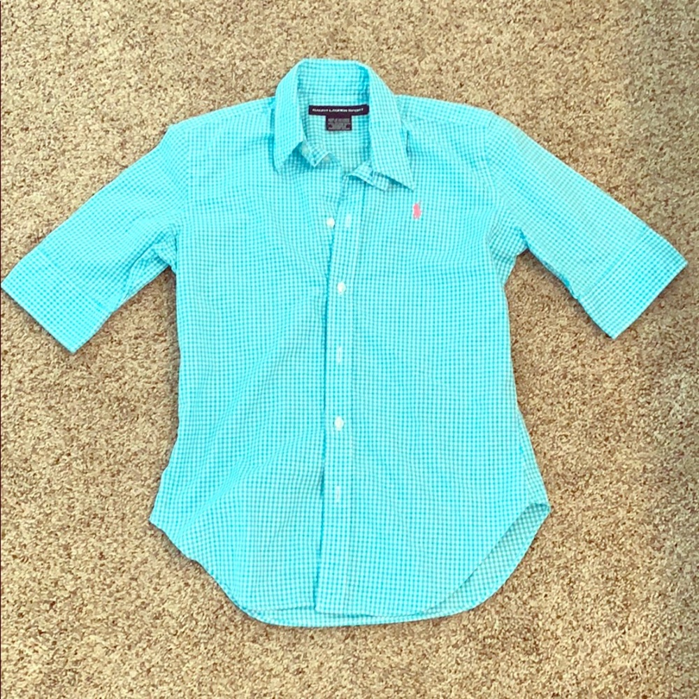 Ralph Lauren blue and white plaid shirt